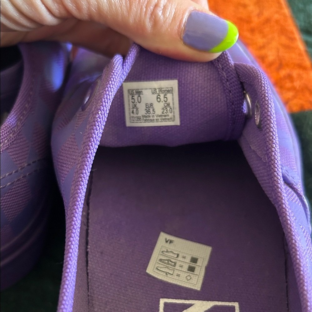 Vans Purple Checkerboard Slip-On Style Sneakers - Picture 6 of 7
